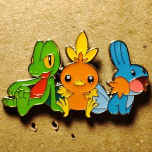 Treecko Torchic Mudkip Official Pokemon Hoenn Starters Enamel Pin